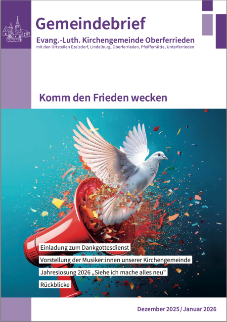 Eine Taube und Konfetti fliegen aus einem roten Megaphon